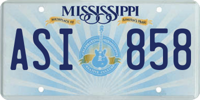 MS license plate ASI858