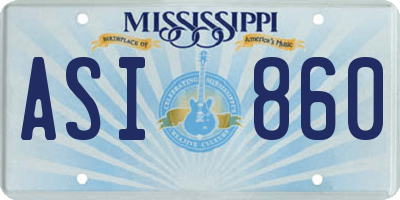 MS license plate ASI860