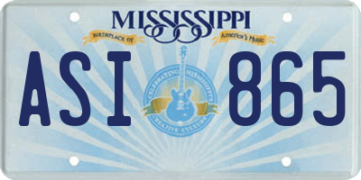 MS license plate ASI865