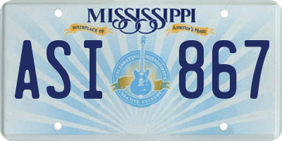 MS license plate ASI867