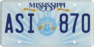 MS license plate ASI870