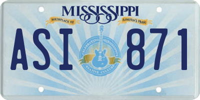 MS license plate ASI871