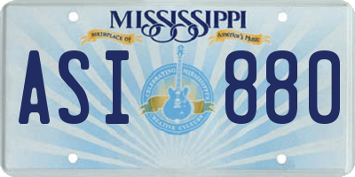 MS license plate ASI880