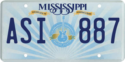 MS license plate ASI887