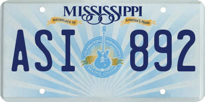MS license plate ASI892