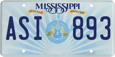 MS license plate ASI893