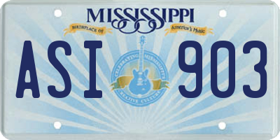 MS license plate ASI903