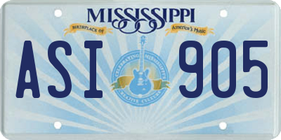 MS license plate ASI905