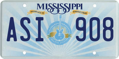 MS license plate ASI908