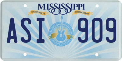 MS license plate ASI909