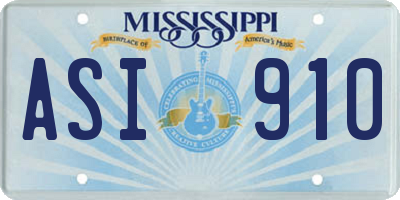 MS license plate ASI910