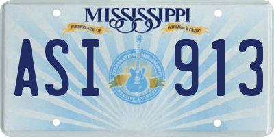 MS license plate ASI913