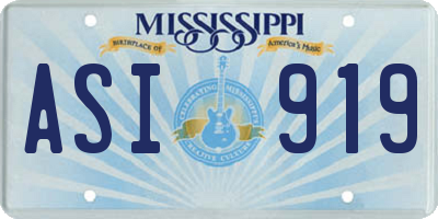 MS license plate ASI919