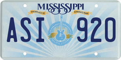 MS license plate ASI920