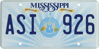 MS license plate ASI926