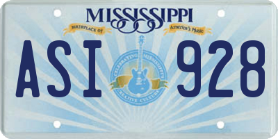 MS license plate ASI928
