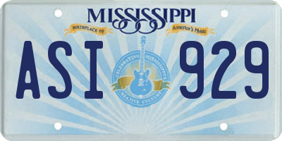 MS license plate ASI929