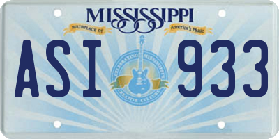 MS license plate ASI933