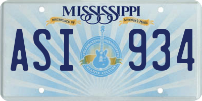 MS license plate ASI934