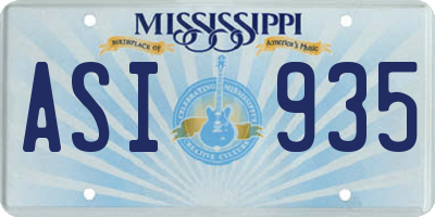 MS license plate ASI935