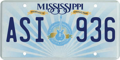MS license plate ASI936