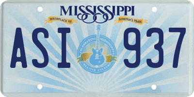 MS license plate ASI937