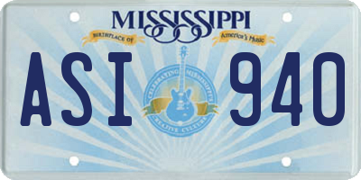 MS license plate ASI940