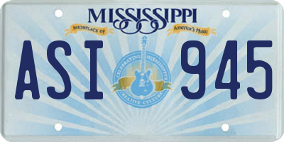 MS license plate ASI945