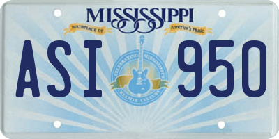 MS license plate ASI950