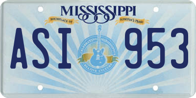 MS license plate ASI953