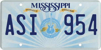 MS license plate ASI954