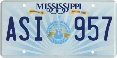MS license plate ASI957