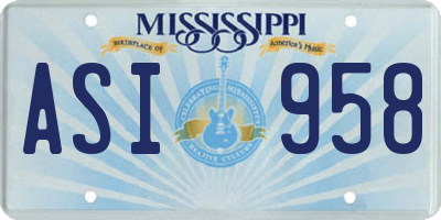 MS license plate ASI958