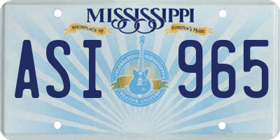 MS license plate ASI965