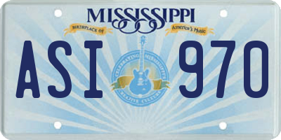 MS license plate ASI970