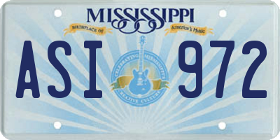 MS license plate ASI972
