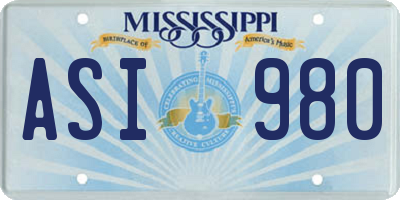 MS license plate ASI980