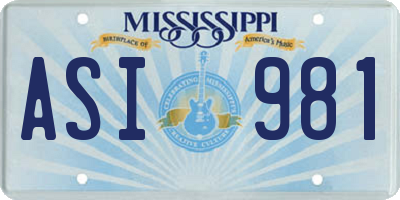 MS license plate ASI981