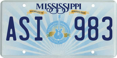 MS license plate ASI983