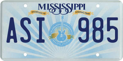 MS license plate ASI985