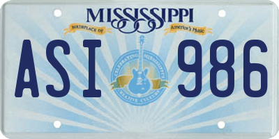 MS license plate ASI986
