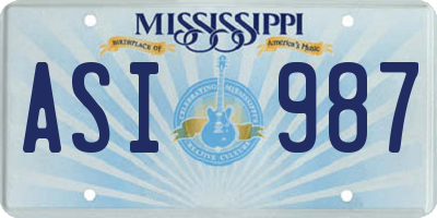 MS license plate ASI987