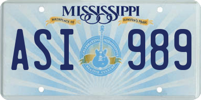 MS license plate ASI989