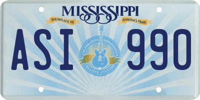 MS license plate ASI990