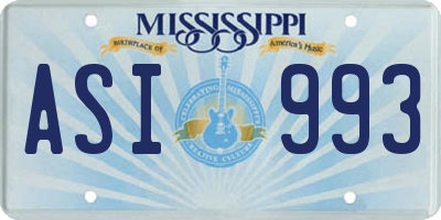 MS license plate ASI993