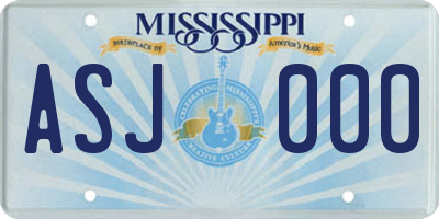 MS license plate ASJ000