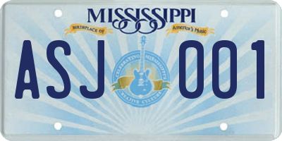 MS license plate ASJ001