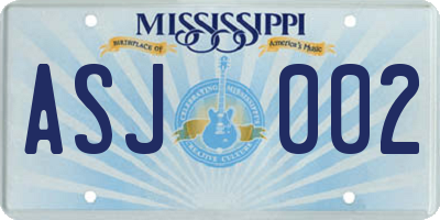 MS license plate ASJ002