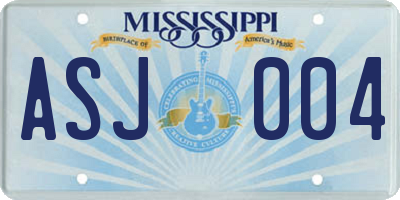 MS license plate ASJ004