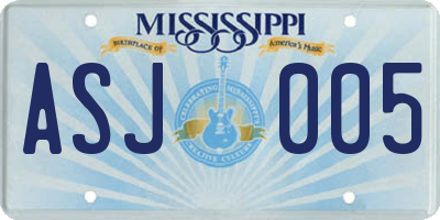 MS license plate ASJ005